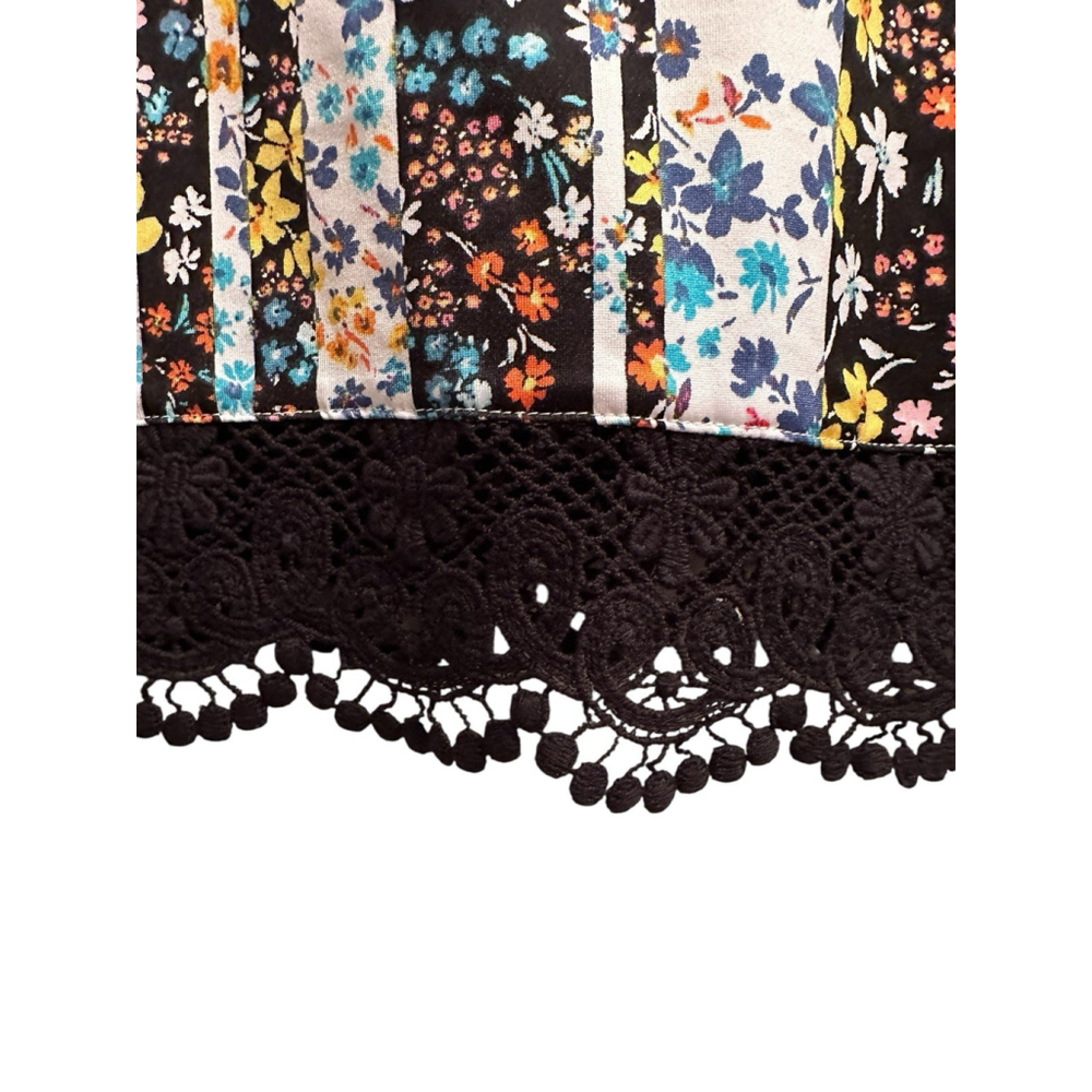 Larky Lark Floral Tunic Blouse Lace Hem Womens 1X Multicolor Short Sleeves - Picture 13 of 17
